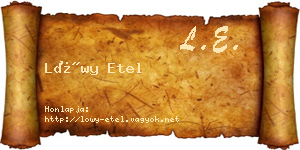 Lőwy Etel névjegykártya